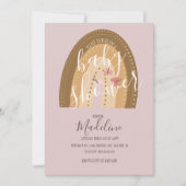 Baby Shower Regenboog Vlinders Boho Roze Kaart (Voorkant)