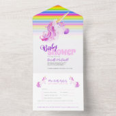 Baby shower regenboogeenhoorn waterverf all in one uitnodiging (Binnen)