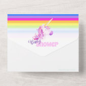 Baby shower regenboogeenhoorn waterverf all in one uitnodiging (Achterkant)