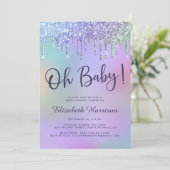 Baby shower regenboogglitter Drip Kaart (Staand voorkant)