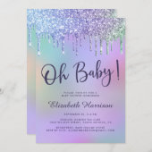 Baby shower regenboogglitter Drip Kaart (Voorkant / Achterkant)