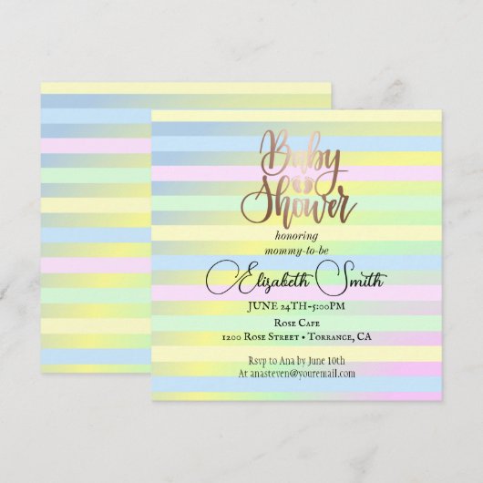 Baby shower regenboogkleuren kaart (Voorkant / Achterkant)