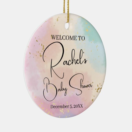 Baby shower regenboogkleurige Waterverf Aangepast  Keramisch Ornament (Rechts)
