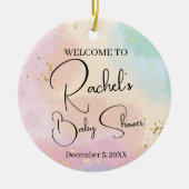Baby shower regenboogkleurige Waterverf Aangepast  Keramisch Ornament (Voorkant)