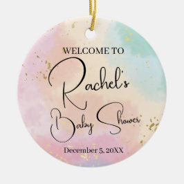 Baby shower regenboogkleurige Waterverf Aangepast  Keramisch Ornament