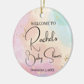 Baby shower regenboogkleurige Waterverf Aangepast  Keramisch Ornament (Links)