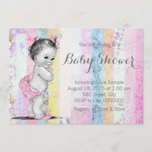 Baby shower  regenboogmeisjes kaart
