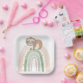 Baby shower regenboogsleuf papieren bordje (Feest)