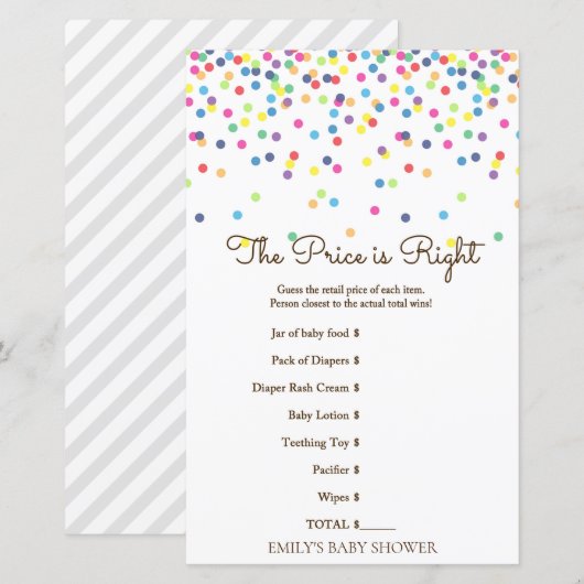 Baby shower regenboogsprintje Game, AFGEDRUKT (Voorkant / Achterkant)