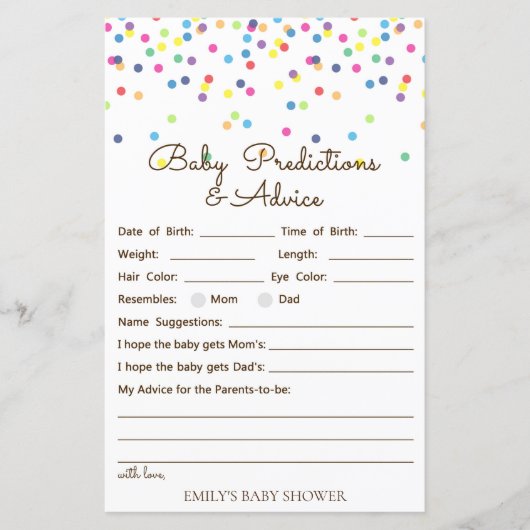 Baby shower regenboogsprintje Game, AFGEDRUKT (Voorkant)