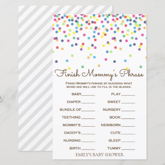 Baby shower regenboogsprintje Game, AFGEDRUKT (Voorkant / Achterkant)