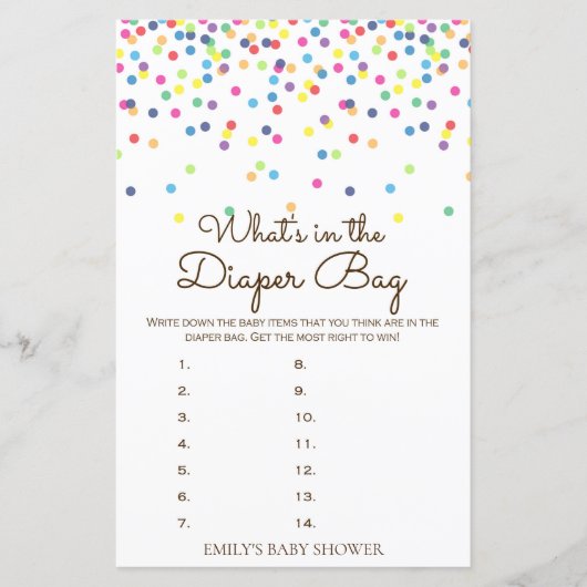 Baby shower regenboogsprintje Game, AFGEDRUKT (Voorkant)