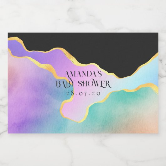 Baby shower regenboogstaarten sparkling wijnetiket (Enkel label)