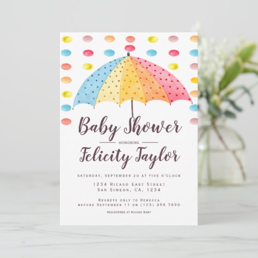 Baby shower RegenboogStippen Kaart (Staand voorkant)