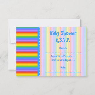 baby shower, regenboogstrips Patroon. RSVP Kaartje