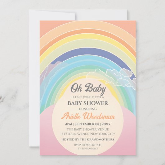 Baby shower regenboogwolken Aanpassen Eiwit Lijst Kaart (Voorkant)