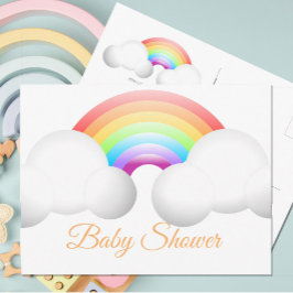 Baby shower regenboogwolken kleurrijk briefkaart