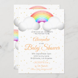 Baby shower regenboogwolken Kleurrijke goudvlekken Kaart