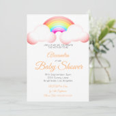 Baby shower regenboogwolken Kleurroze Kaart (Staand voorkant)