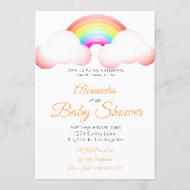 Baby shower regenboogwolken Kleurroze Kaart
