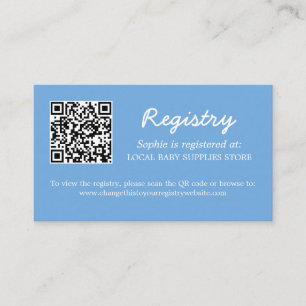 Baby shower Register QR Code Blauwe Behuizing Kaar Informatiekaartje