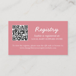 Baby shower Register QR Code Blush Roze Informatiekaartje