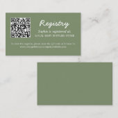 Baby shower Register QR Code Sage Green Informatiekaartje (Voorkant / Achterkant)