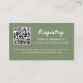 Baby shower Register QR Code Sage Green Informatiekaartje (Voorkant)