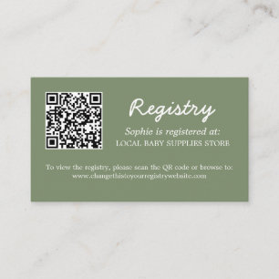 Baby shower Register QR Code Sage Green Informatiekaartje
