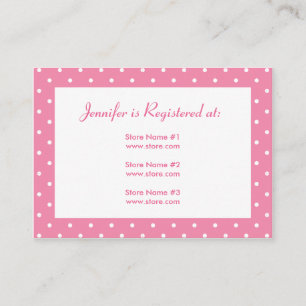 baby shower registerkaart met datum - Roze Stippen Informatiekaartje