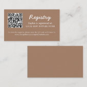 Baby shower Registratie QR Code Gentle Brown Informatiekaartje (Voorkant / Achterkant)