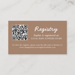 Baby shower Registratie QR Code Gentle Brown Informatiekaartje