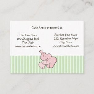 baby shower Registratiekaart Roze olifant Hugs Informatiekaartje