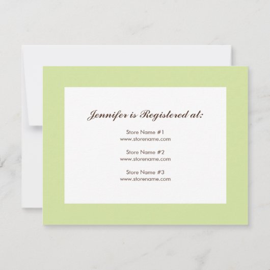 baby shower Registry Card - Bruin en Groen Kaart (Achterkant)