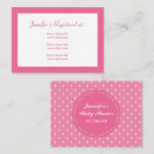 Baby shower Registry Kaart met Datum - Roze Stippe (Voorkant / Achterkant)