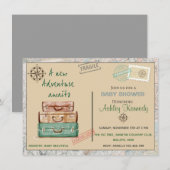 Baby shower reisthema uitnodiging 4 x 6 (Voorkant / Achterkant)