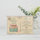 Baby shower reisthema uitnodiging 4 x 6 (Staand voorkant)