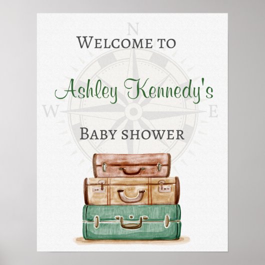 Baby shower reisthemapartaar Welkomstbord Poster (Voorkant)
