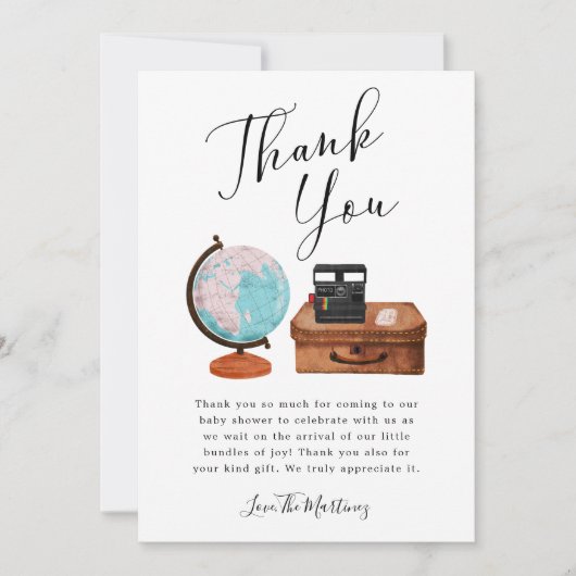 Baby shower reizen Genderneutraal Bedankkaart (Voorkant)