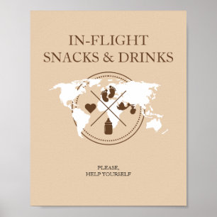 Baby shower reizen in aantekeningen van de vliegta poster