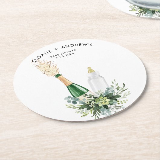 BABY SHOWER REMY-mappelflessen Ronde Kartonnen Onderzetter (Gebogen)