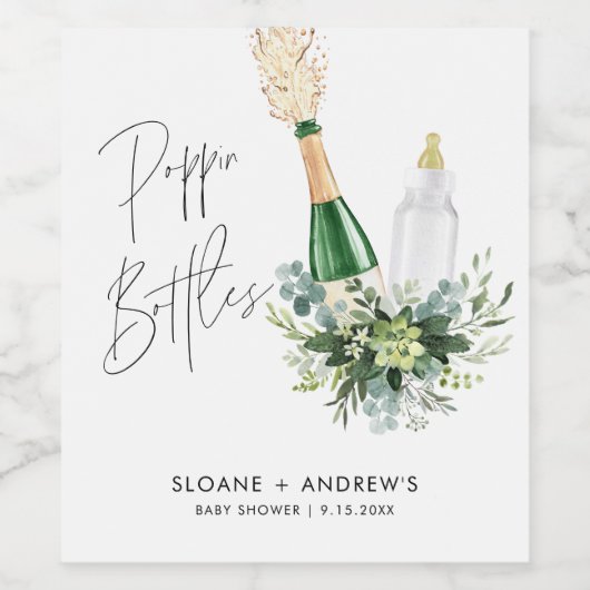 BABY SHOWER REMY-mappelflessen Wijn Etiket (Enkel label)