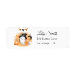 Baby shower retouradres label Little Boo Ghost