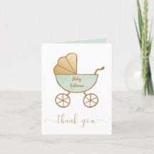 Baby shower Retro Carriage Mint Gold