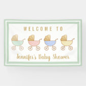 Baby shower Retro Carriage Parade Welkom Spandoek (Horizontaal)