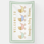 Baby shower Retro Carriage Parade Welkom Spandoek (Verticaal)