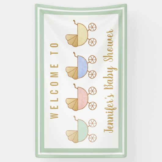 Baby shower Retro Carriage Parade Welkom Spandoek (Verticaal)