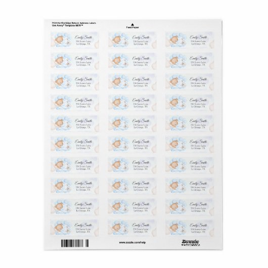 Baby shower Return Address Label Blue Beer (Full Sheet)