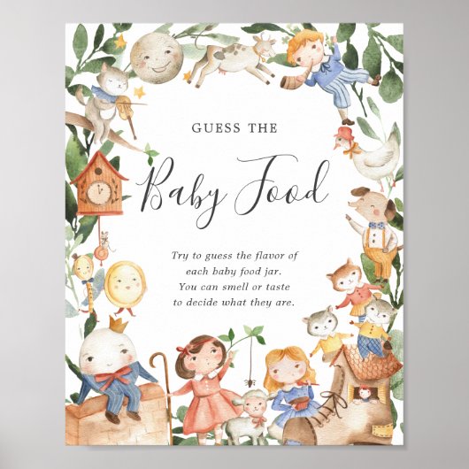 Baby Shower Rijmpjes Raad het Babyvoedsel Poster (Voorkant)