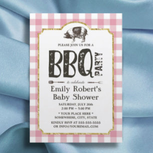 Baby shower roast BBQ roze speldenband Kaart